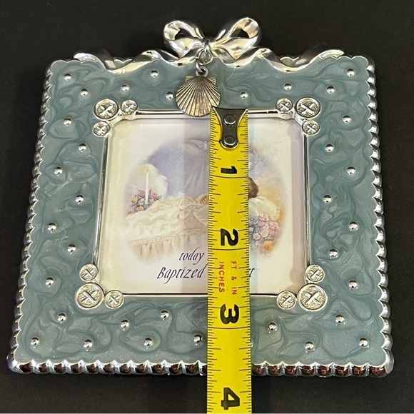 Today I Was Baptized in Christ Photo Frame Baby Silver Teal Turquoise Beach - Picture 9 of 9